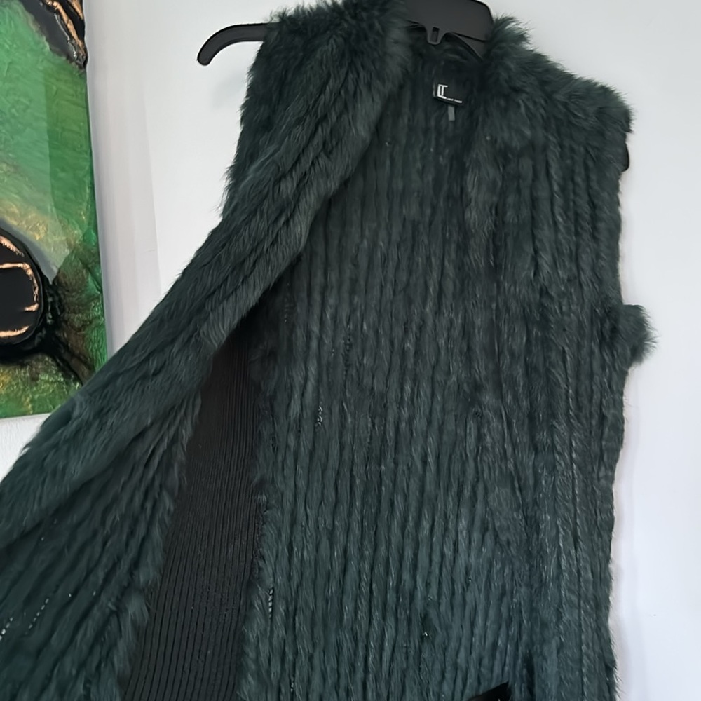 Rabbit fur green vest - size S